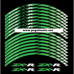 Kawasaki ZX-R wheel stickers decals rim stripes 16 pcs. Laminated ZX-10R ZX-6R ZX-9R