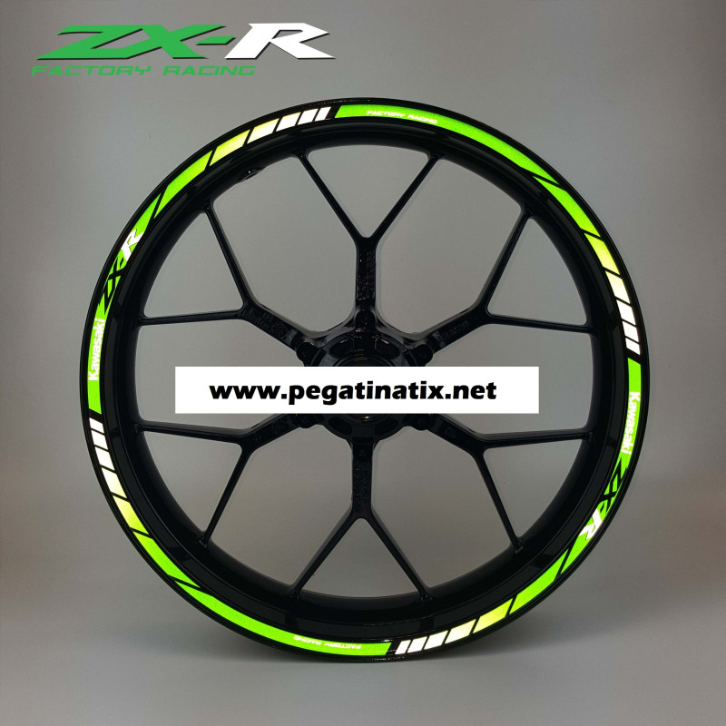 Kawasaki ZX-R Reflective wheel stickers decals rim stripes 16 pcs. ZX-10R ZX-6R ZX-9R
