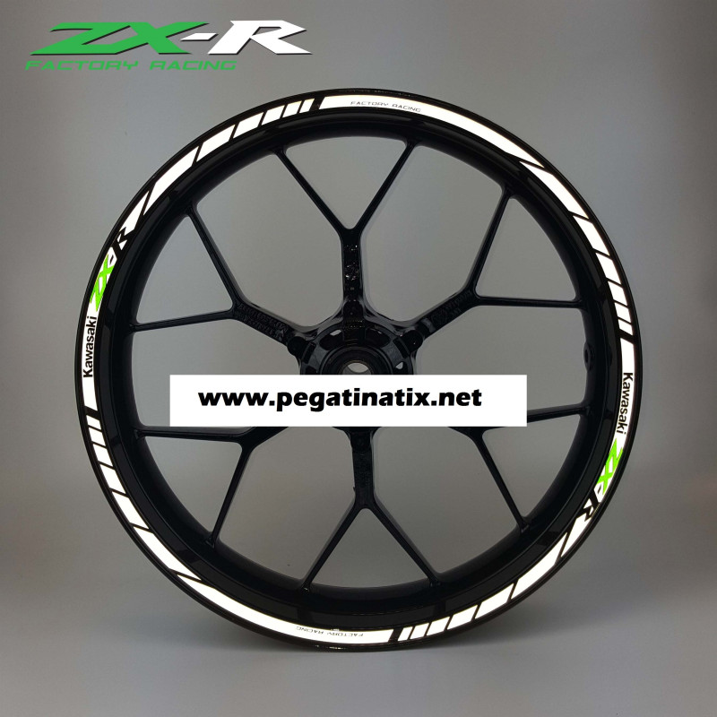 Kawasaki ZX-R Reflective wheel stickers rim stripes 16 pcs. ZX-10R ZX-6R ZX-9R White