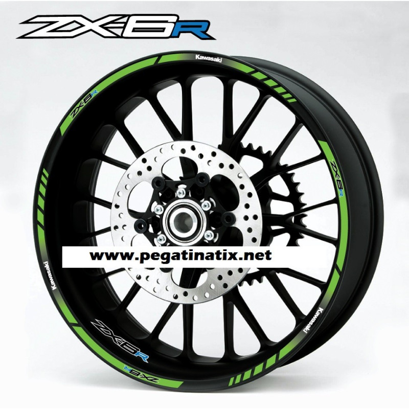 Kawasaki ZX-6R Ninja wheel stickers decals rim stripes Laminated zx6r