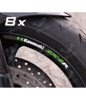 Kawasaki ZX-6R small Wheel decals rim stripes 8 pcs. Laminated (Produit compatible)
