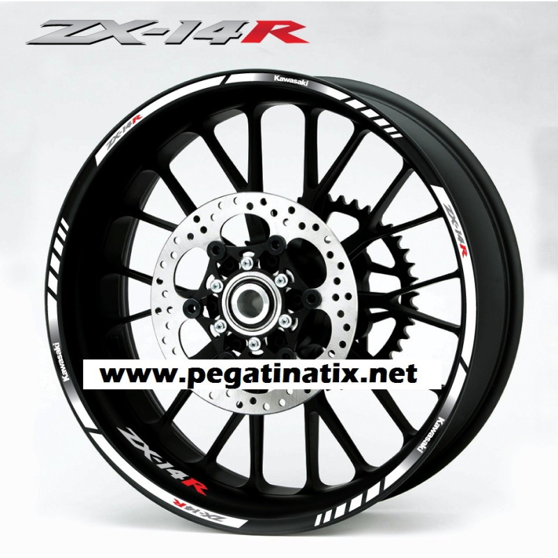 Kawasaki ZX-14R Ninja wheel stickers decals rim stripes Laminated 