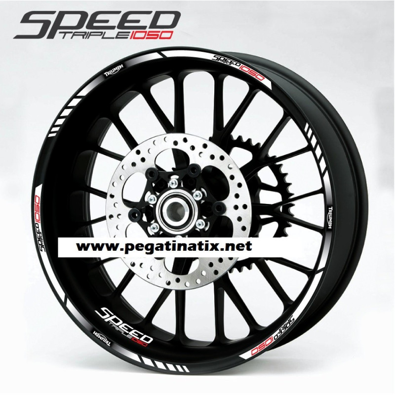Triumph Speed Triple 1050 wheel stickers decals rim stripes 12 pcs. Laminated Red