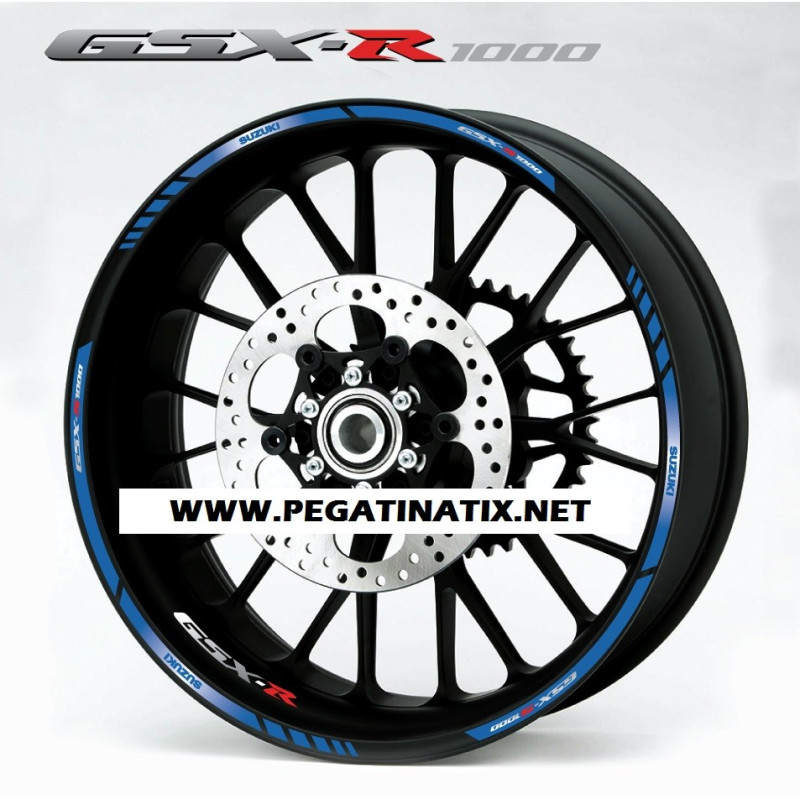 Suzuki GSX-R 1000 wheel stickers decals rim stripes 12 pcs. Laminated gsxr1000 Blue