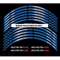 Suzuki GSX-R 1000 wheel stickers decals rim stripes 12 pcs. Laminated gsxr1000 Blue