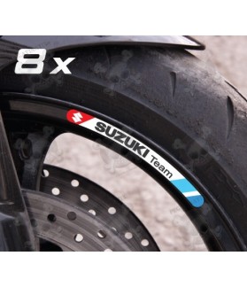 Suzuki Team small wheel stickers decals rim stripes 8 pcs. Laminated GSX-R GSX (Compatible Product)