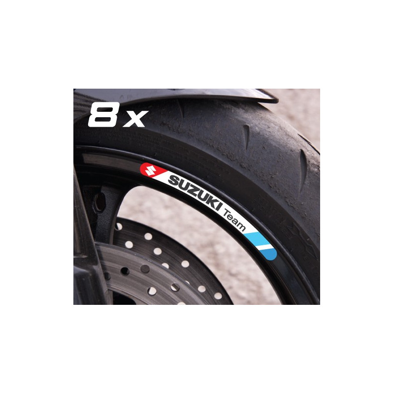 Suzuki Team small wheel stickers decals rim stripes 8 pcs. Laminated GSX-R GSX
