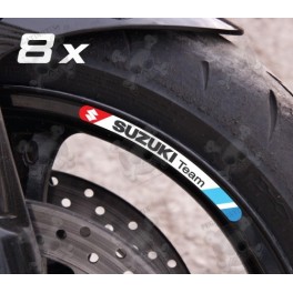 Suzuki Team small wheel stickers decals rim stripes 8 pcs. Laminated GSX-R GSX