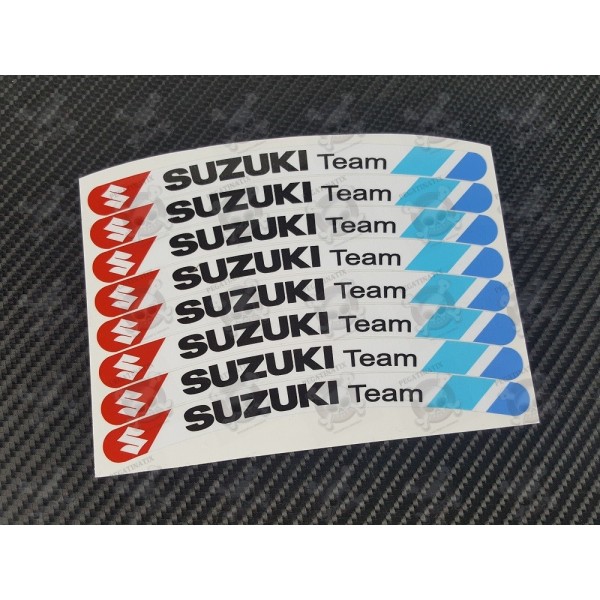 Suzuki Team small wheel stickers decals rim stripes 8 pcs. Laminated GSX-R  GSX