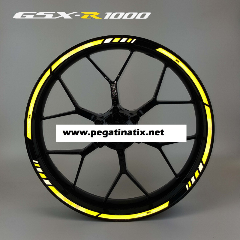 Suzuki GSX-R1000 Reflective wheel stickers decals rim stripes GSXR 1000 Yellow