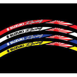 SUZUKI Racing Japan flag wheel decals rim stripes 16 pcs