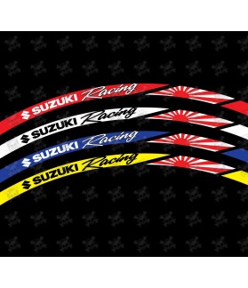 SUZUKI Racing Japan flag wheel decals rim stripes 16 pcs (Produto compatível)