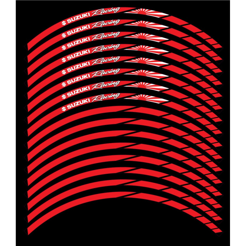 SUZUKI Racing Japan flag wheel decals rim stripes 16 pcs