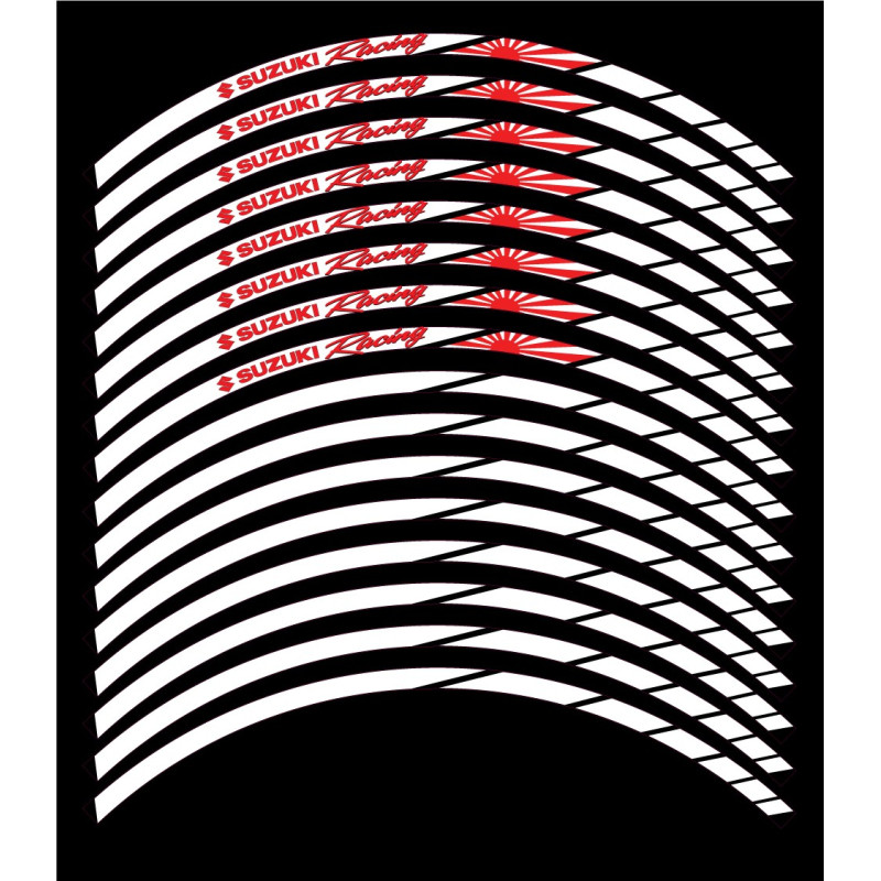 SUZUKI Racing Japan flag wheel decals rim stripes 16 pcs