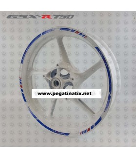 Suzuki GSX-R 750 wheel stickers decals rim stripes 12 pcs. (Produit compatible)