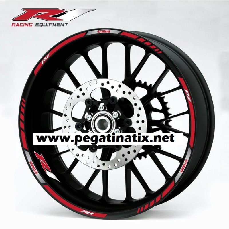 Yamaha YZF-R1 wheel stickers decals rim stripes Laminated Dark Red