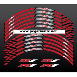 Yamaha YZF-R1 wheel stickers decals rim stripes Laminated Dark Red