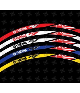 YAMAHA YZF-R1 Japan flag Wheel decals rim stripes 16 pcs. Laminated full color (Producto compatible)