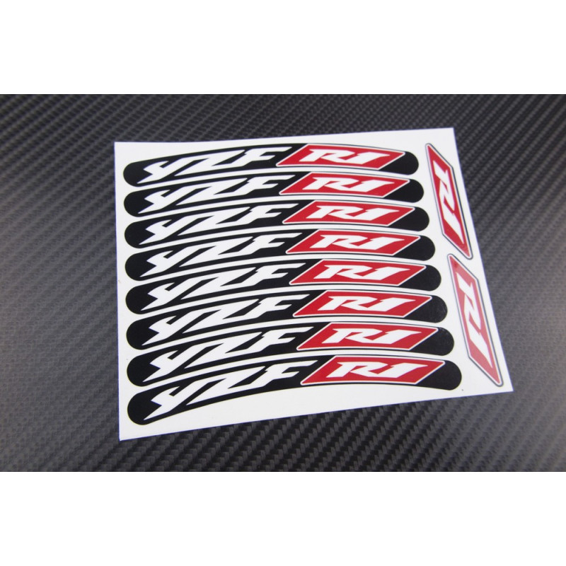 Stickered R1 Rims Yamaha YZF-R1 OEM style wheel stickers decals rim stripes Laminated