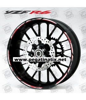 Yamaha YZF-R6 wheel stickers decals rim stripes Laminated yzf r6 white red (Producto compatible)