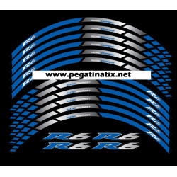 Yamaha YZF-R6 wheel stickers decals rim stripes Laminated yzf r6 blue
