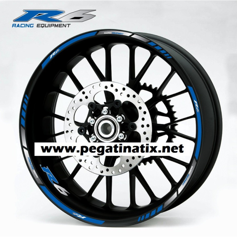 Yamaha YZF-R6 wheel stickers decals rim stripes Laminated yzf r6 blue
