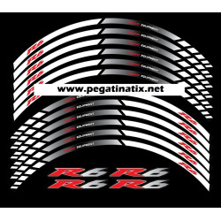 Yamaha YZF-R6 wheel stickers decals rim stripes Laminated white