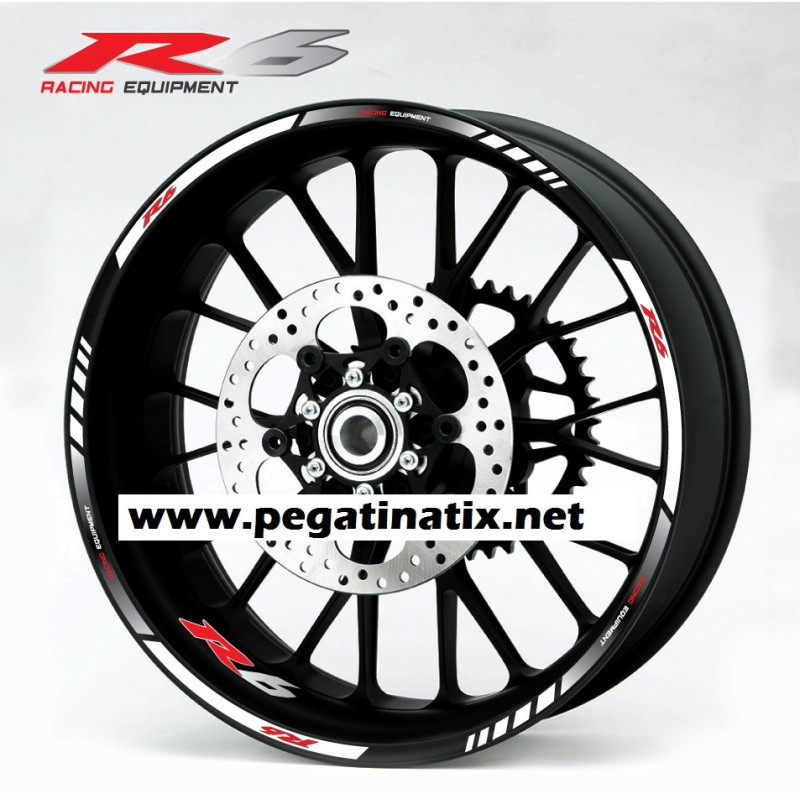 Yamaha YZF-R6 wheel stickers decals rim stripes Laminated white