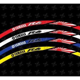 YAMAHA YZF-R6 Japan flag Wheel decals rim stripes 16 pcs. Laminated full color