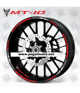 Yamaha MT-10 wheel stickers decals rim stripes Laminated MT10 red (Compatible Product)