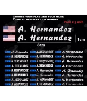Stickers decals customizable FLAG AND YOUR NAME x 5