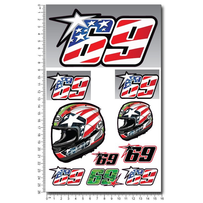 Nicky Hayden decal set 16x26 cm 12 stickers Kentuky kid Laminated