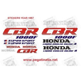 Kit Stickers decals HONDA CBR 1000F YEAR 1987